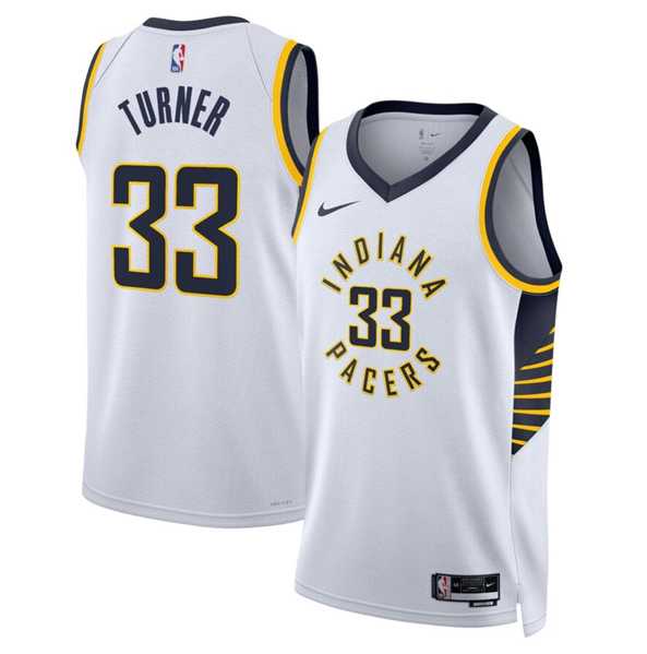 Men%27s Indiana Pacers #33 Myles Turner White Association Edition Stitched Basketball Jersey Dzhi